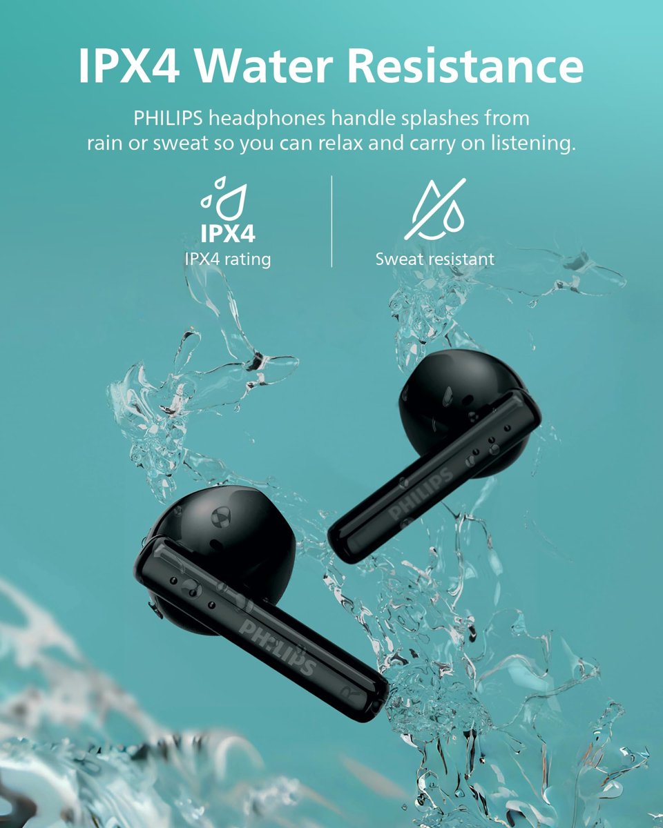 PHILIPS TAT1139 Kablosuz Kulaklıklar,Gerçek Kablosuz Kulaklıklar,13 mm Sürücülü Güçlü Bas,AI Mic ile Temizle Çağrı,26 Saatlik Pil Ömrü,Hızlı Şarj,Bluetooth v5.4,IPX4 Derecesi,Ergonomik Tasarım,Siyah