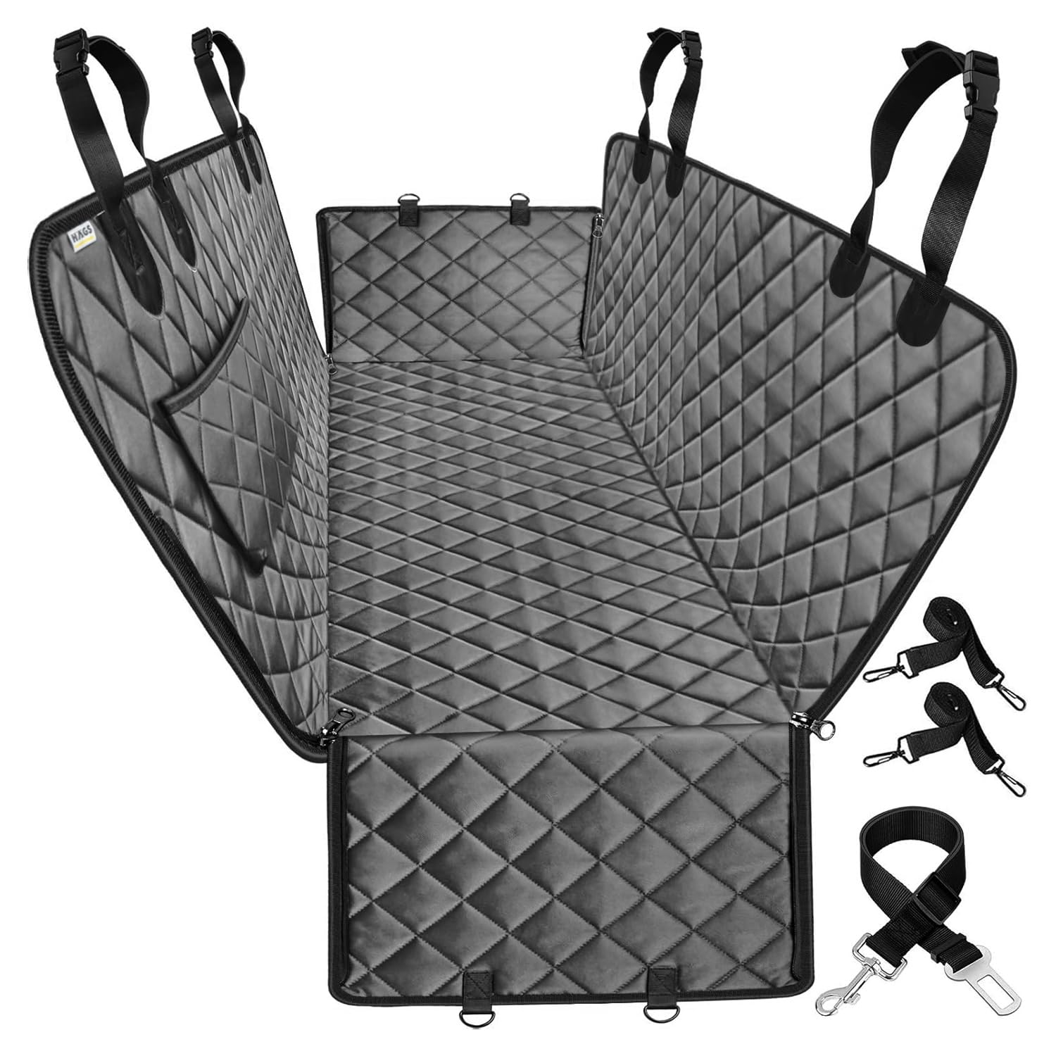 Haegs Evcil Hayvan için Araba Koltuk Kılıfı, Oto Köpek Koltuk Örtüsü, Su Geçirmez Hamak 600D Ağır Hizmet Tipi Çizilmeye Dayanıklı Kaymaz Bagaj Köpek Örtüsü Araba Pickup ve SUV`lar için- Gri