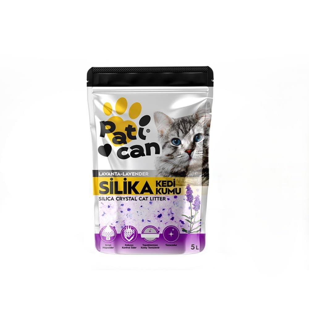 PATİCAN 8 ADET LAVANTA SİLİKA KRİSTAL KEDİ KUM 5LT
