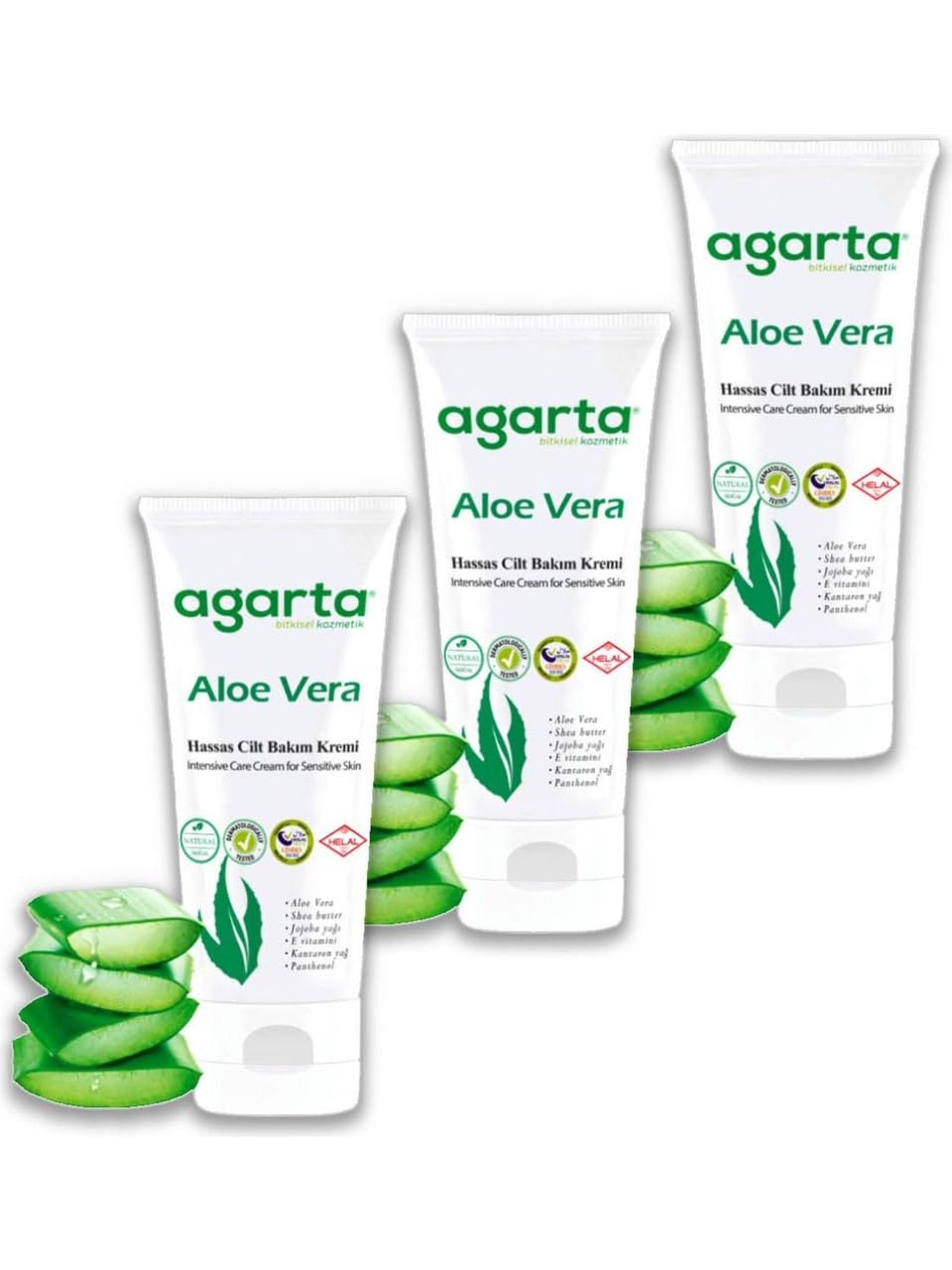 Doğal Aloe Vera Nemlendirici El Ve Cilt Bakım Kremi 75 ml x 3 Adet