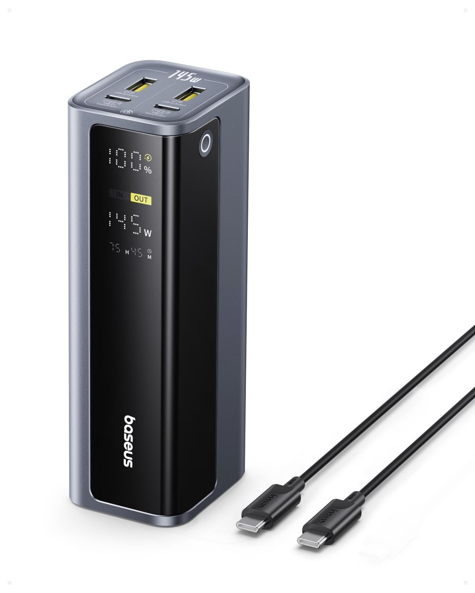 Baseus EnerGeek 145 W 20800 mAh Laptop Powerbank, Harici Batarya 2X USB-C PD 3.0 100W Maksimum Hızlı Şarj, Dijital Ekran, MacBook Pro, Dell, HP, SteamDeck, iPhone 16/15/14/13, Samsung ile Uyumlu