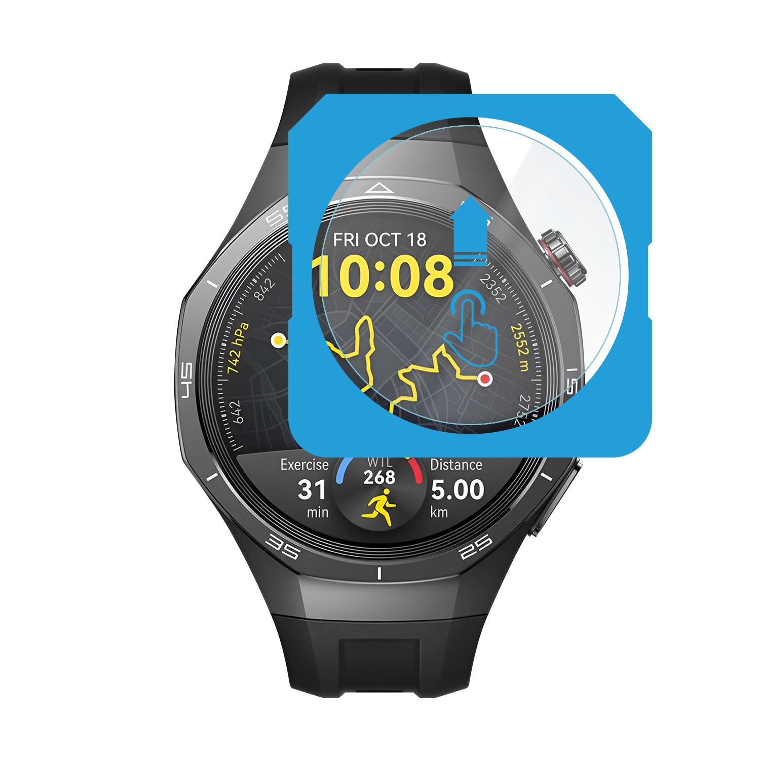Teknoft Huawei Watch GT5 Pro 46mm için 2'li Paket (2 Adet) Kolay Kurulum Otomatik Hizalama Aparatlı Şeffaf 9H Sertliğinde Gerçek Temperli Cam Ekran Koruyucu