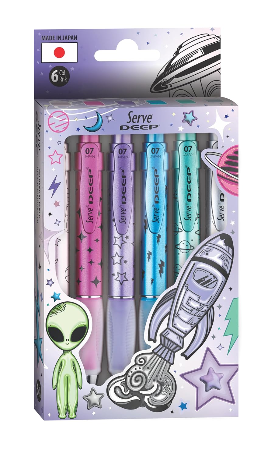 SERVE DEEP M.KUR KALEM UZAY TEMA METALİK 6 LI KUTU SET-A