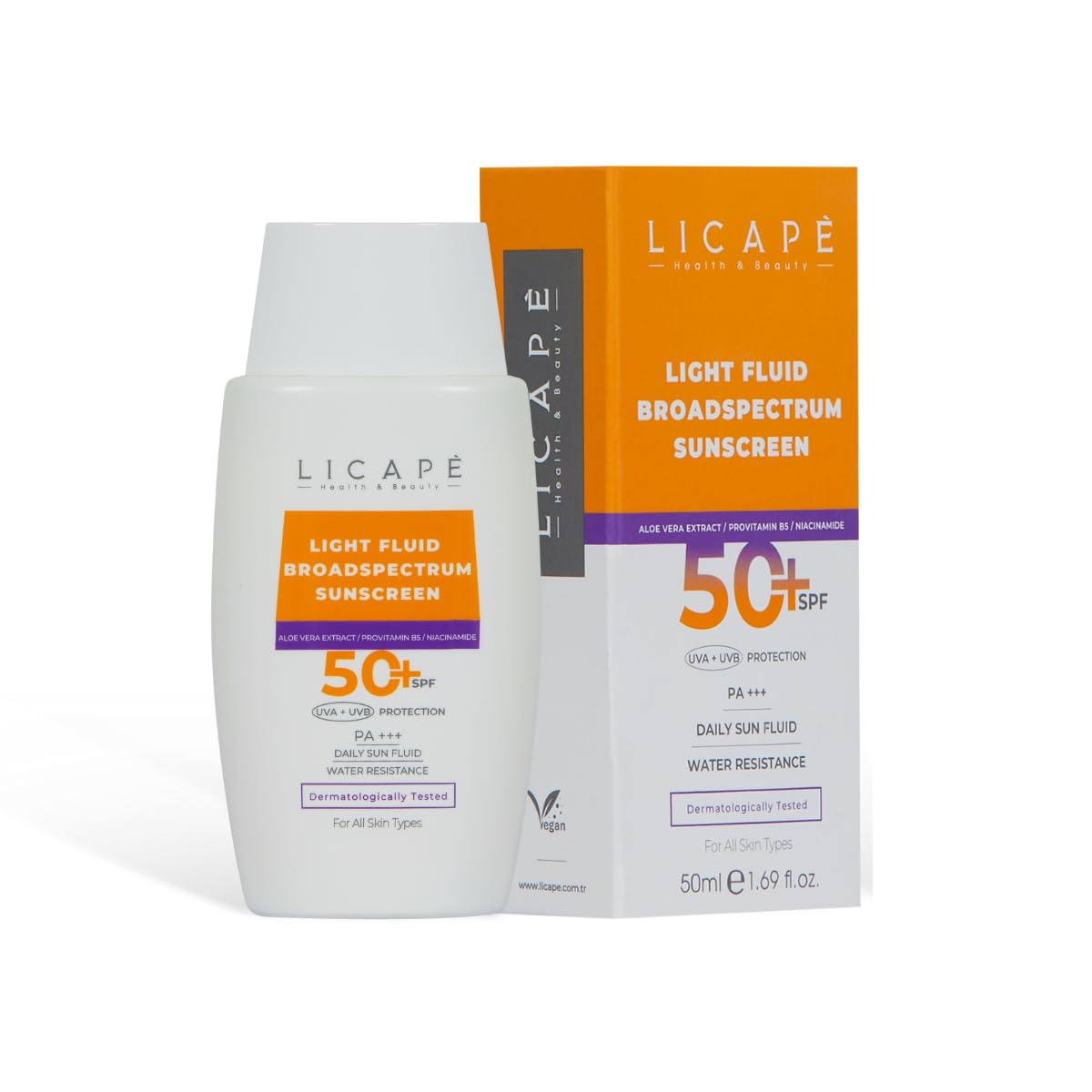Licape Yüksek Koruma Suya Dayanıklı 50 SPF Likit Güneş Kremi – Tüm Cilt Tiplerine Uygun, Hafif ve Hızla Emilen Güneş Koruyucu – UVA/UVB Koruması ile Nemlendirici Formül – 50 ml