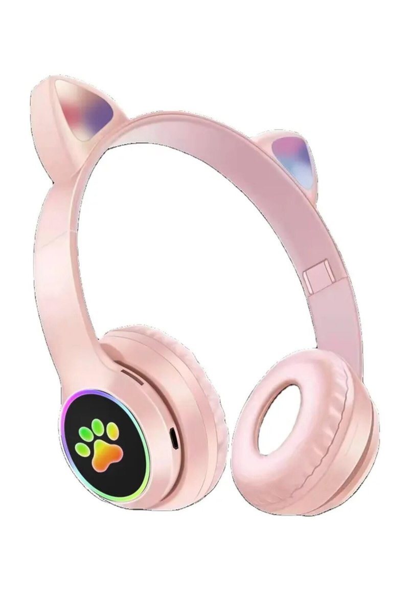 Teknosepetim Kablosuz Bluetooth 5.0 Led Işıklı Kedili Şık Kulaklık Hediye Çocuk Oyuncu Vıv-23M
