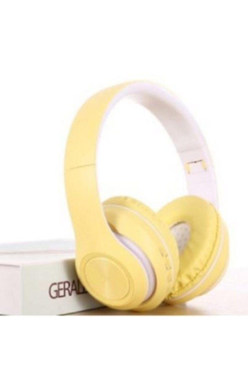 Teknosepetim Bluetooth Kulaklık Kablosuz Mikrofonlu Stereo Macaron 5.0 Sarı