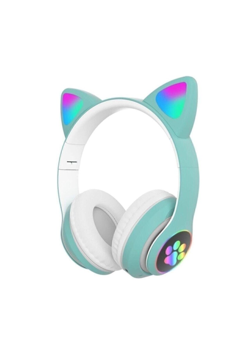 Teknosepetim A+ Kalite Vilya Kedi Kulağı Detaylı Bluetooth Kablosuz Uyumlu Kulaklık Çocuk Oyuncu + Aux Kablo