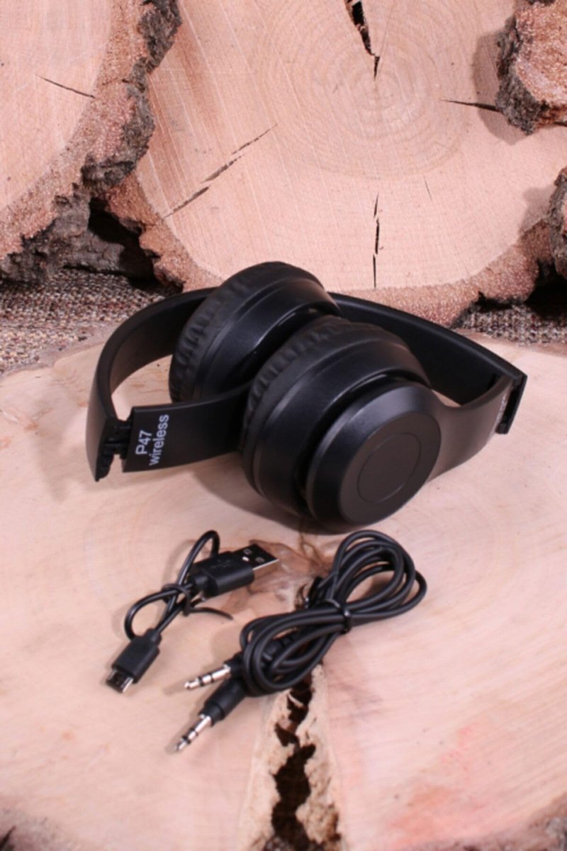 Teknosepetim Bluetooth Katlanabilir Kablosuz Kart Girişli Radyolu Kulaklık P47 Siyah
