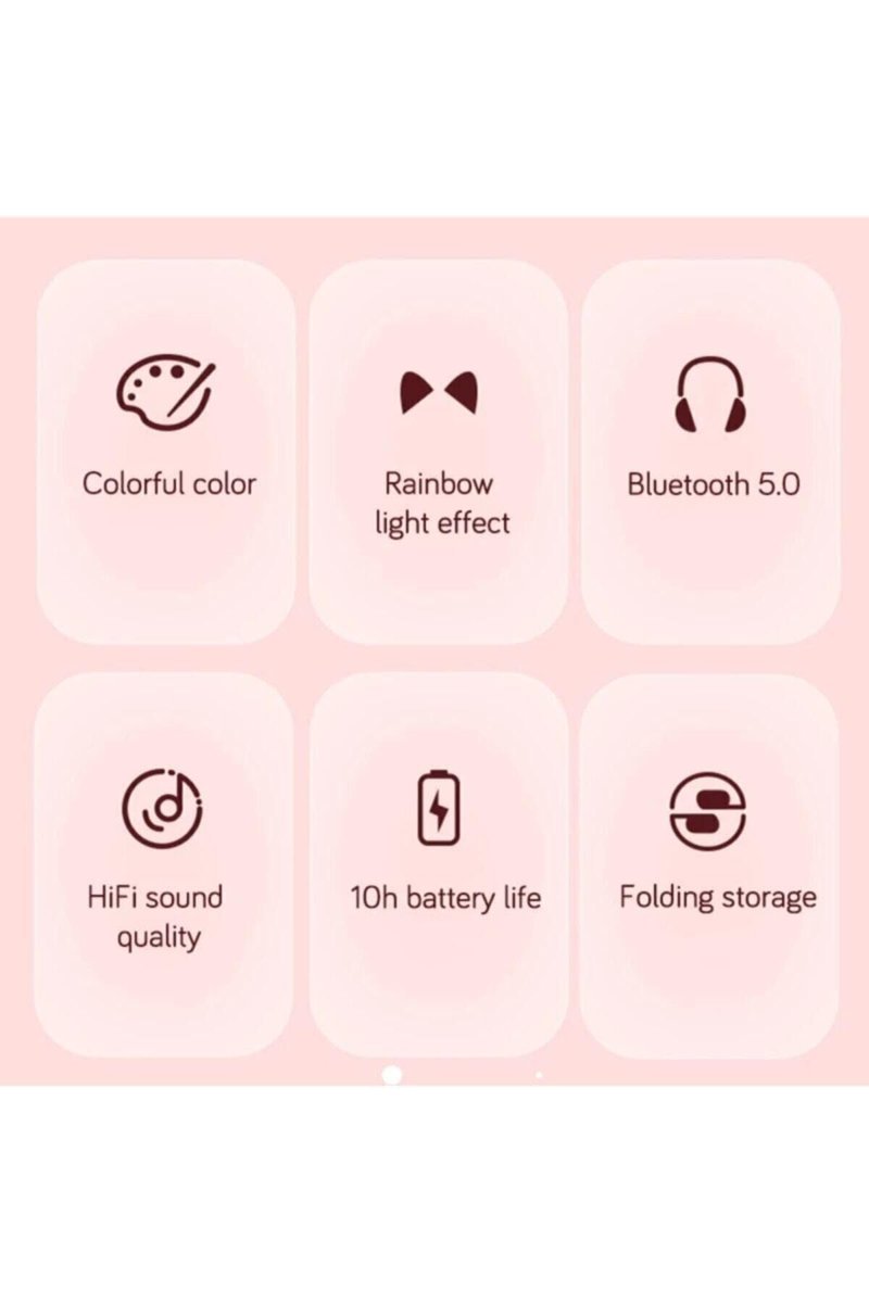 Teknosepetim Siyah Kablosuz Bluetooth 5.0 Led Işıklı Kedili Kulaklık