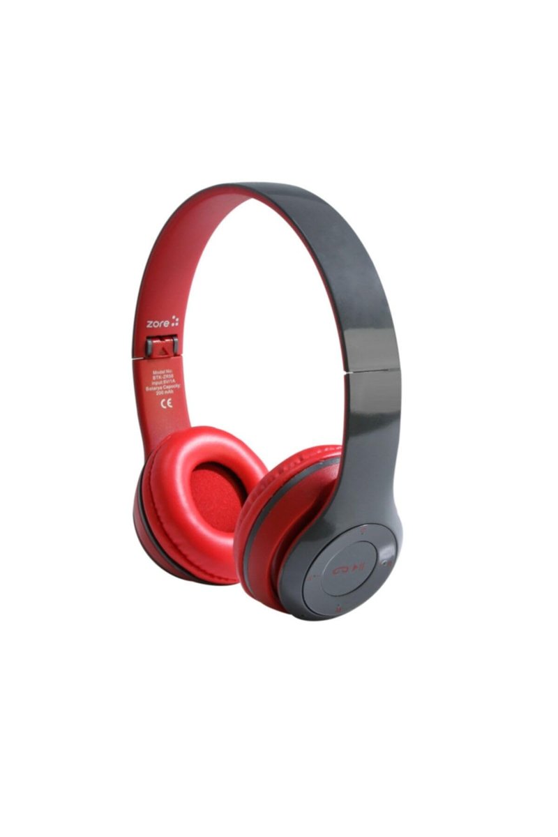 Teknosepetim Btk-Zr56 Bluetooth 5.0 Radyo Hafıza Kartı Desteği Kablosuz Kulaküstü Kulaklık Kırmızı Genç