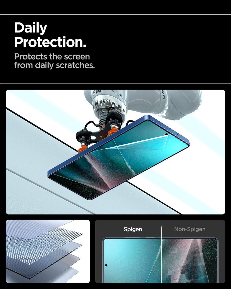 Spigen Galaxy S25 Ultra ile Uyumlu Kolay Kurulum Film Ekran Koruyucu Elite Shield EZ Fit HD Şeffaf - AFL09083 (Spigen TR Garantili)