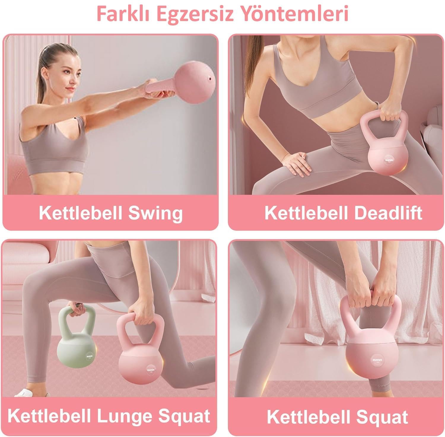 Valkyrie 4kg Soft Kettlebell Yumuşak Tabanlı Metal Kumlu Ses Yapmaz Darbeye Dayanıklı Çift El Ağırlık