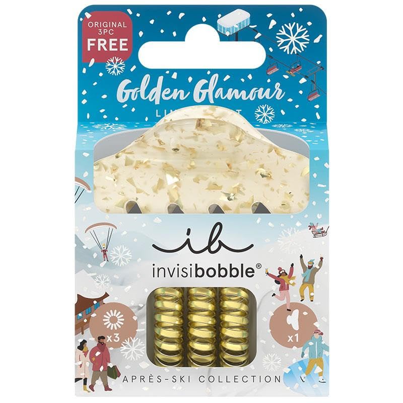 Invisibobble - SET S Apres Ski Golden Glamour -3 Spiral + 1 Klipsli saç tokası