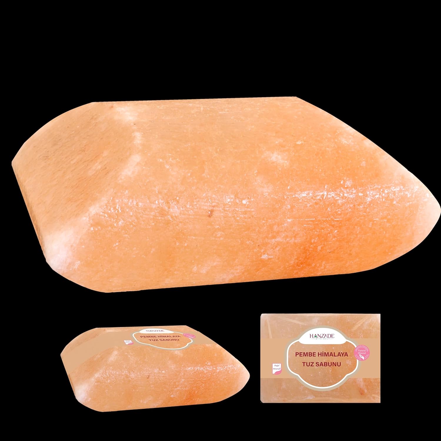 Hanzade Bitkisel Himalaya Tuz Sabunu 300-350 Gr Zengin Mineralli Doğal Saf Pembe Himalaya Kaya Tuzu Sabunu Doğal Peeling