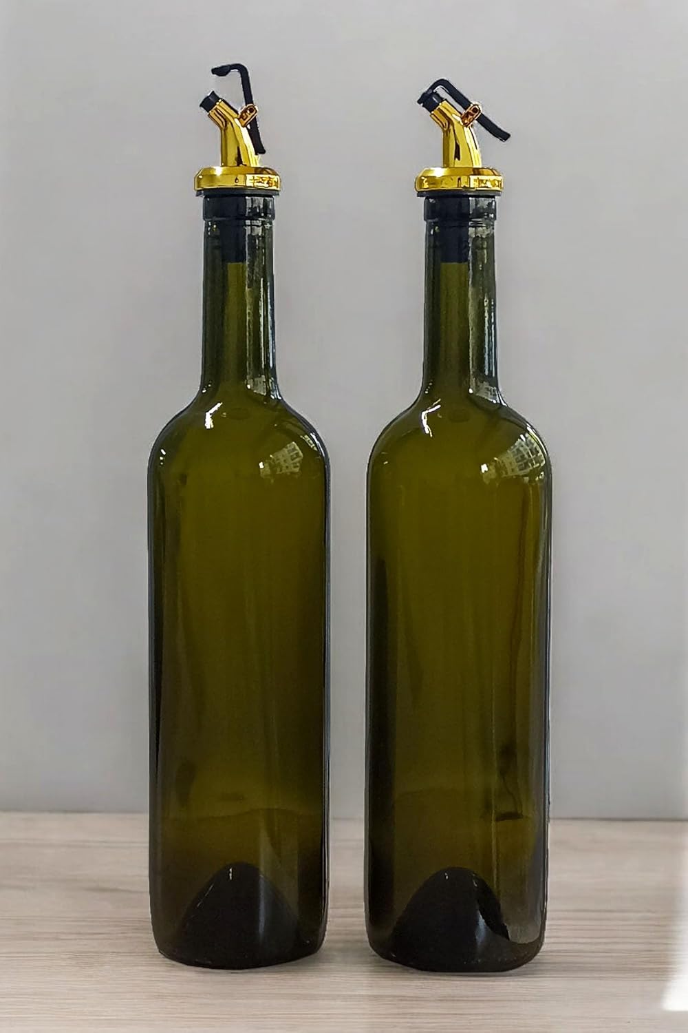 Afracam 750 ml Yeşil Yağdanlık Şişesi Yağlık Gold Akıtıcılı Kapaklı Sızdırmaz Cam Şişe 2'li 750 cc
