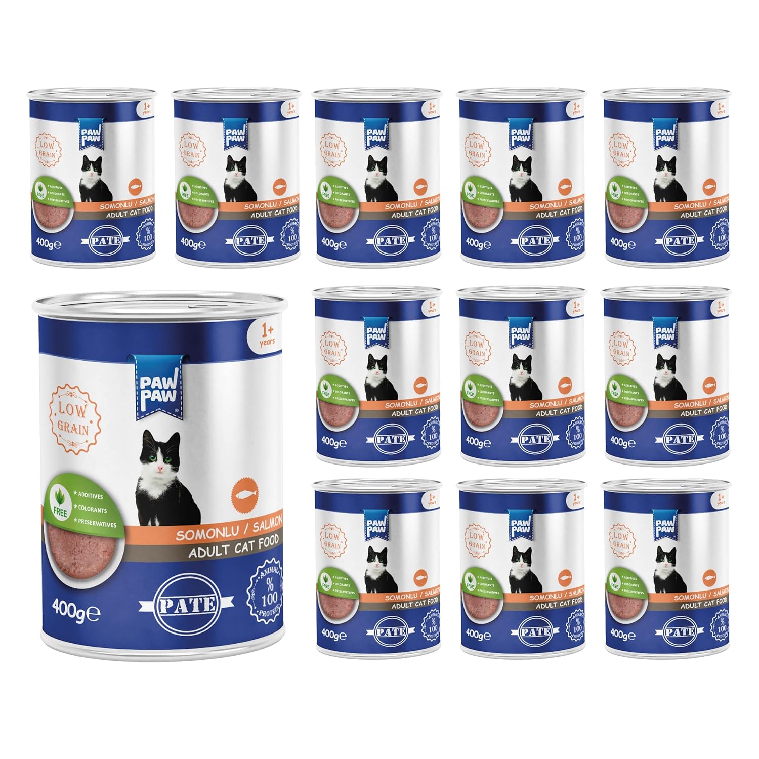 Pawpaw Yetişkin Kedi Somonlu Pate Yaş Mama 400 Gr x 12 Adet