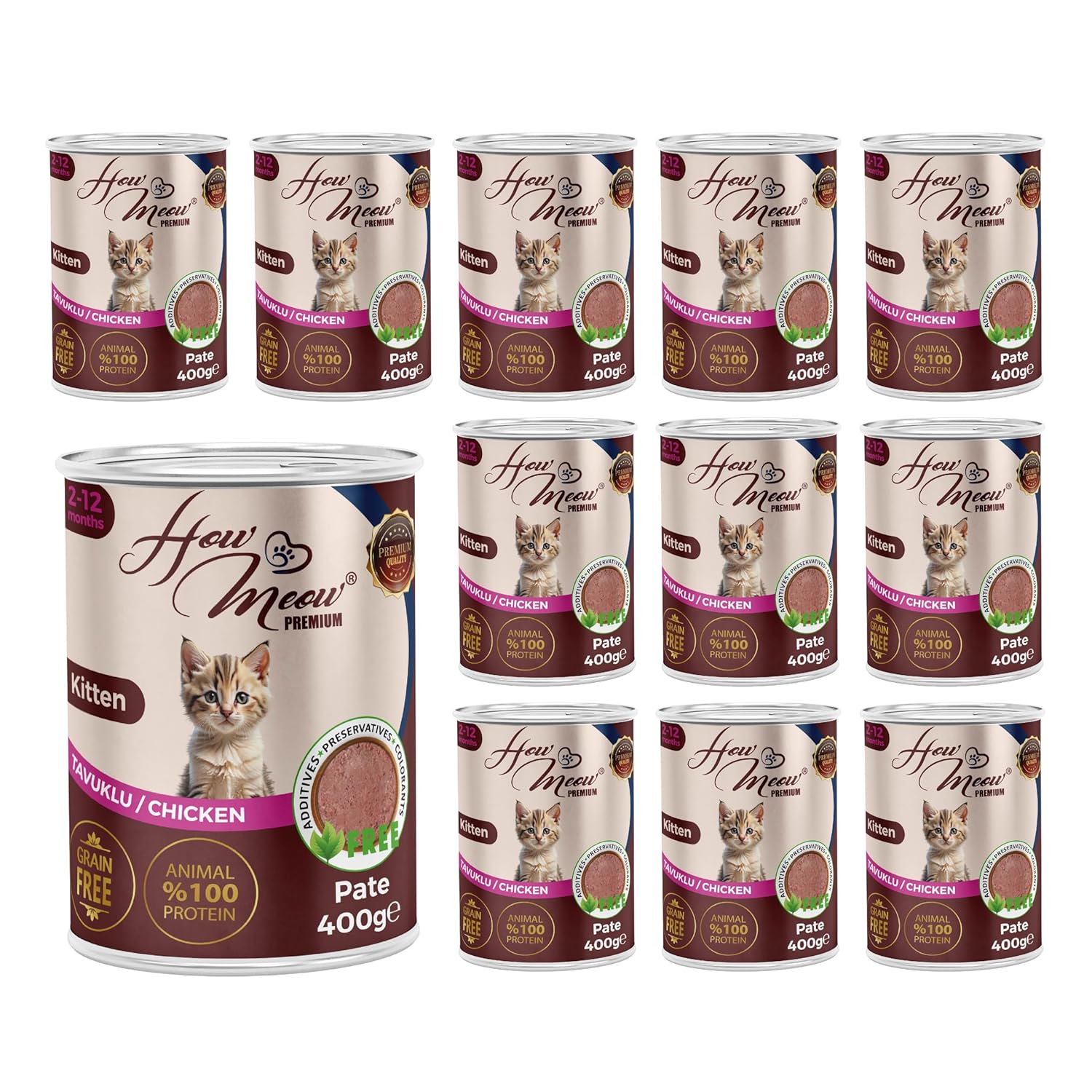 How Meow Yavru Kedi Tavuklu Pate 400 Gr x 12 adet