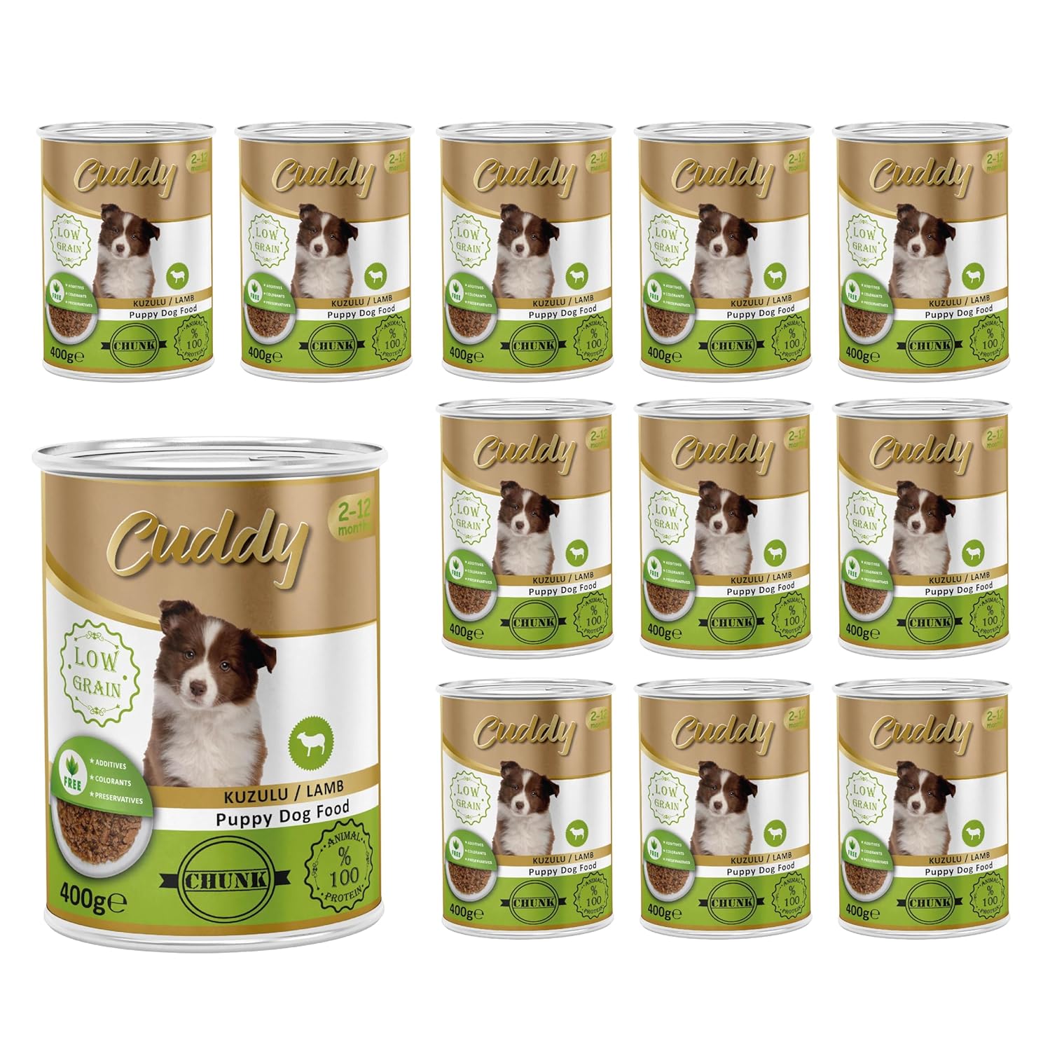 Cuddy Yavru Köpek Kuzulu ve Jöleli Konserve Mama 400 Gr x 12 adet