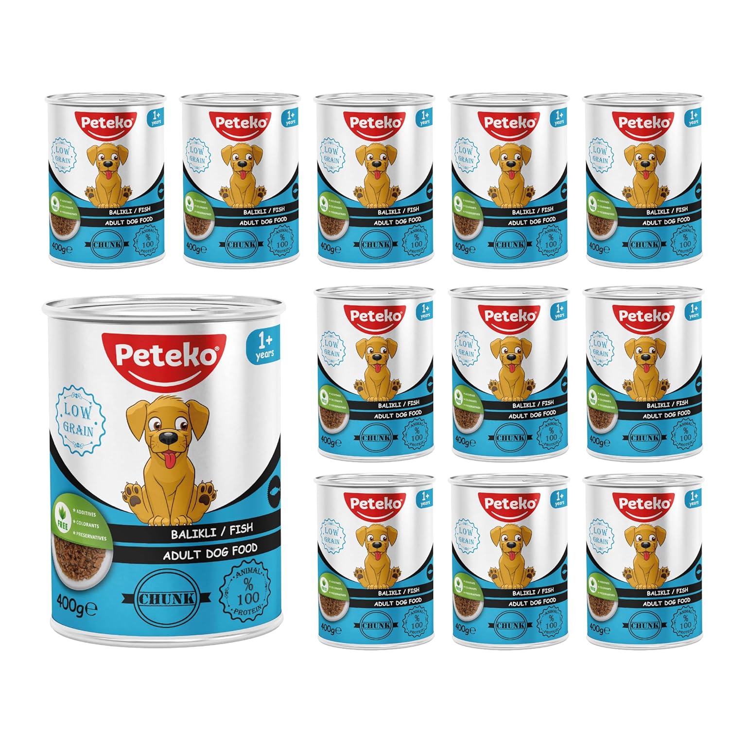 Peteko Yetişkin Köpek Balıklı ve Jöleli Konserve Mama 400 Gr x 12 adet
