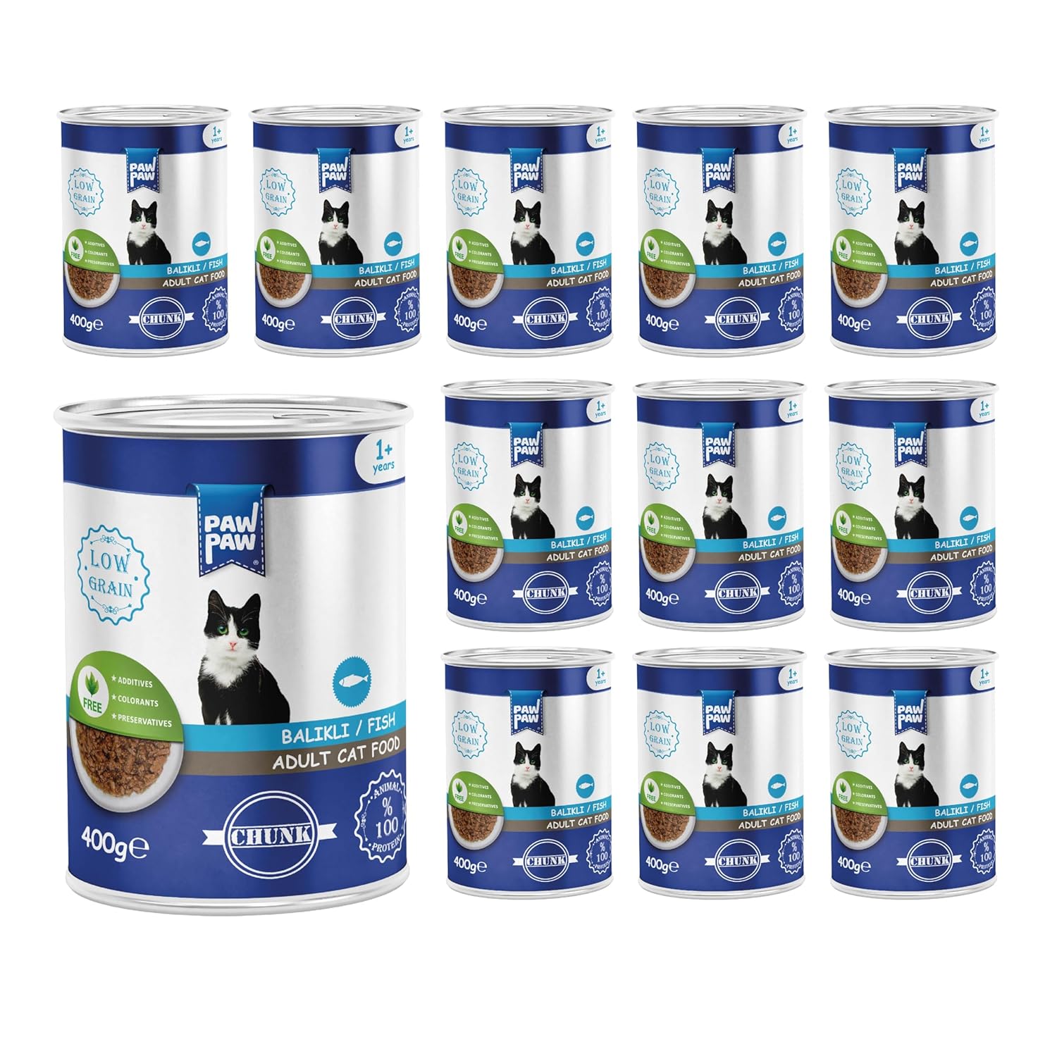 Pawpaw Yetişkin Kedi Balıklı ve Jöleli Konserve Mama 400 Gr x 12 Adet