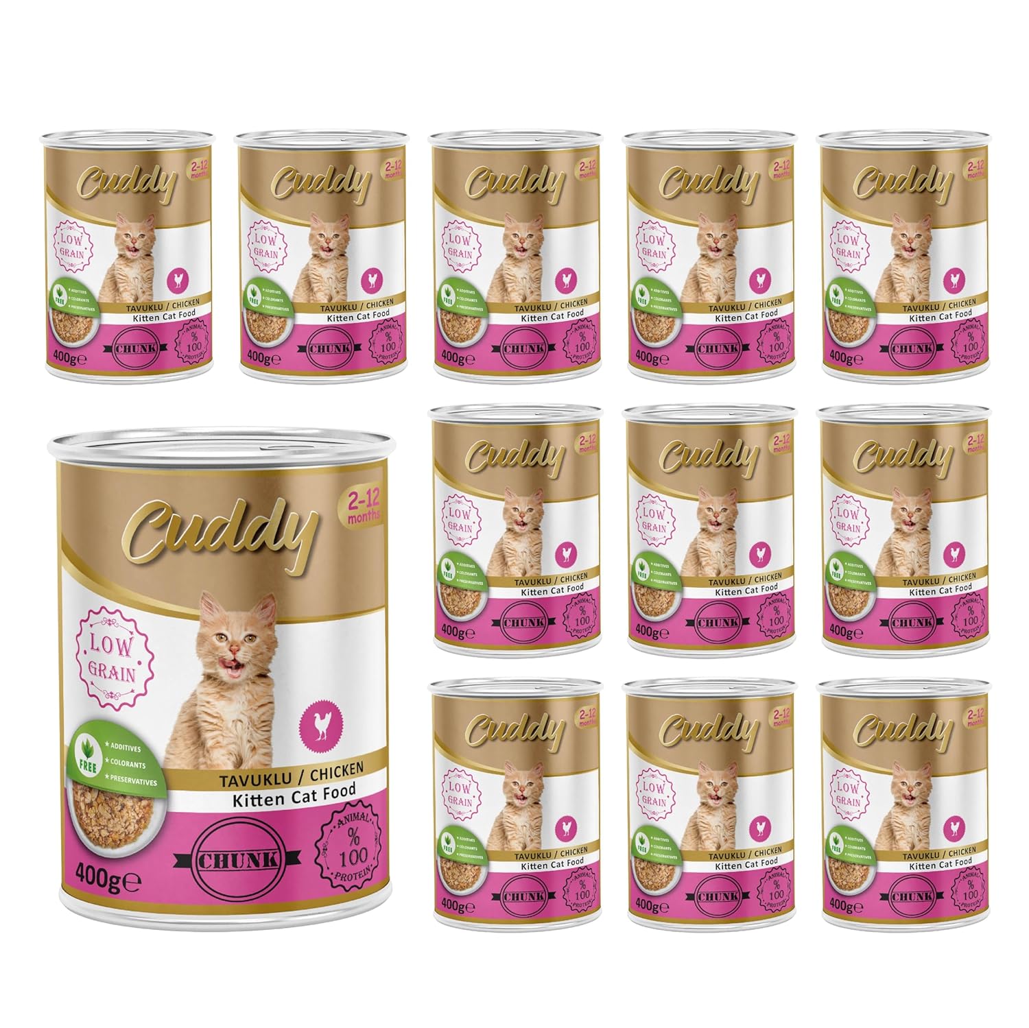 Cuddy Yavru Kedi Tavuklu ve Jöleli Konserve Mama 400 Gr x 12 adet