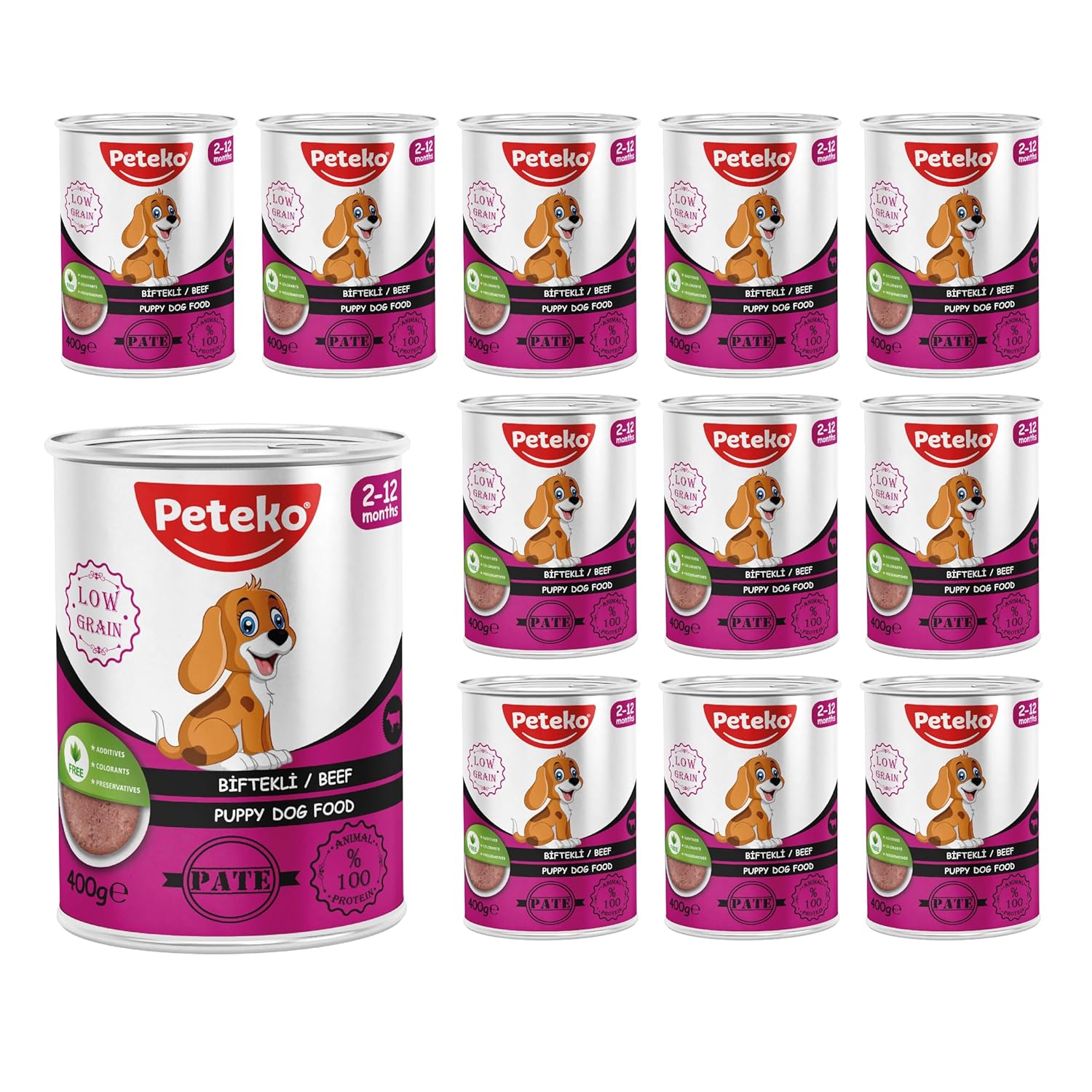 Peteko Yavru Köpek Biftekli Pate 400 Gr x 12 adet