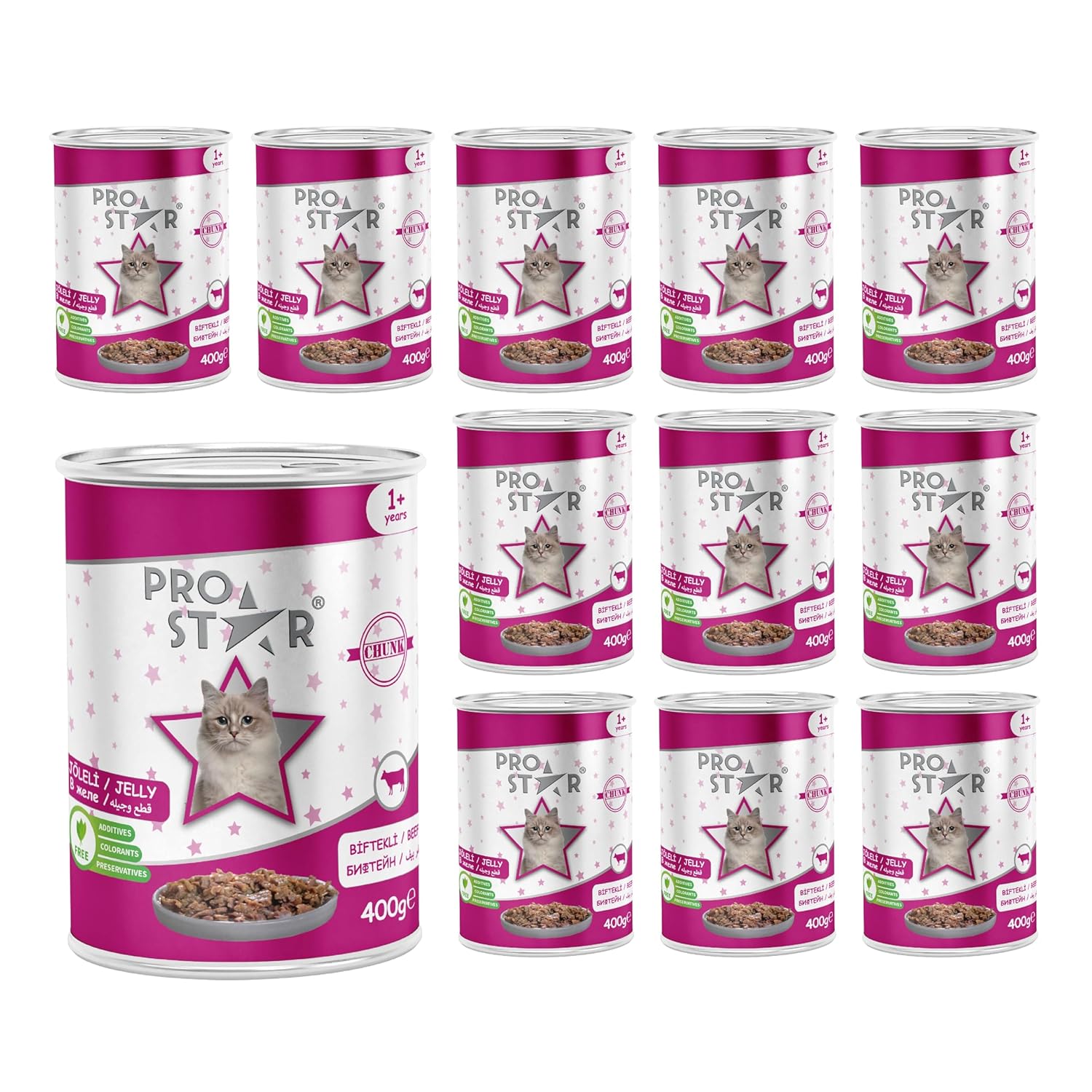 Prostar Yetişkin Kedi Biftekli ve Jöleli Konserve Mama 400 Gr x 12 adet