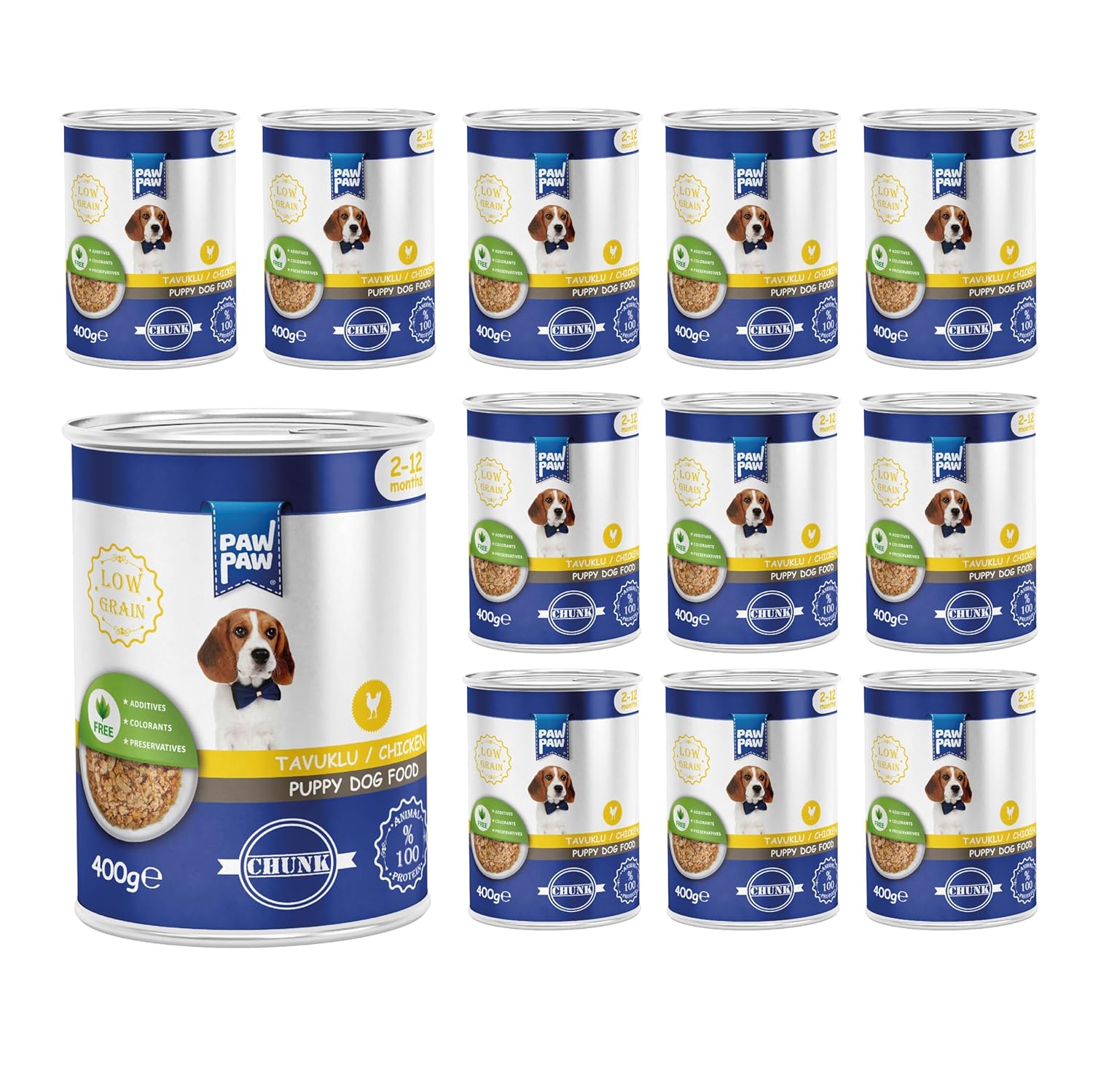 Pawpaw Yavru Köpek Tavuklu ve Jöleli Konserve Mama 400 Gr x 12 Adet