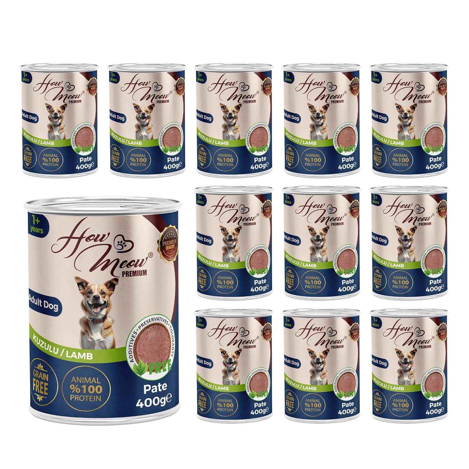 How Meow Yetişkin Köpek Kuzulu Pate 400 Gr x 12 adet
