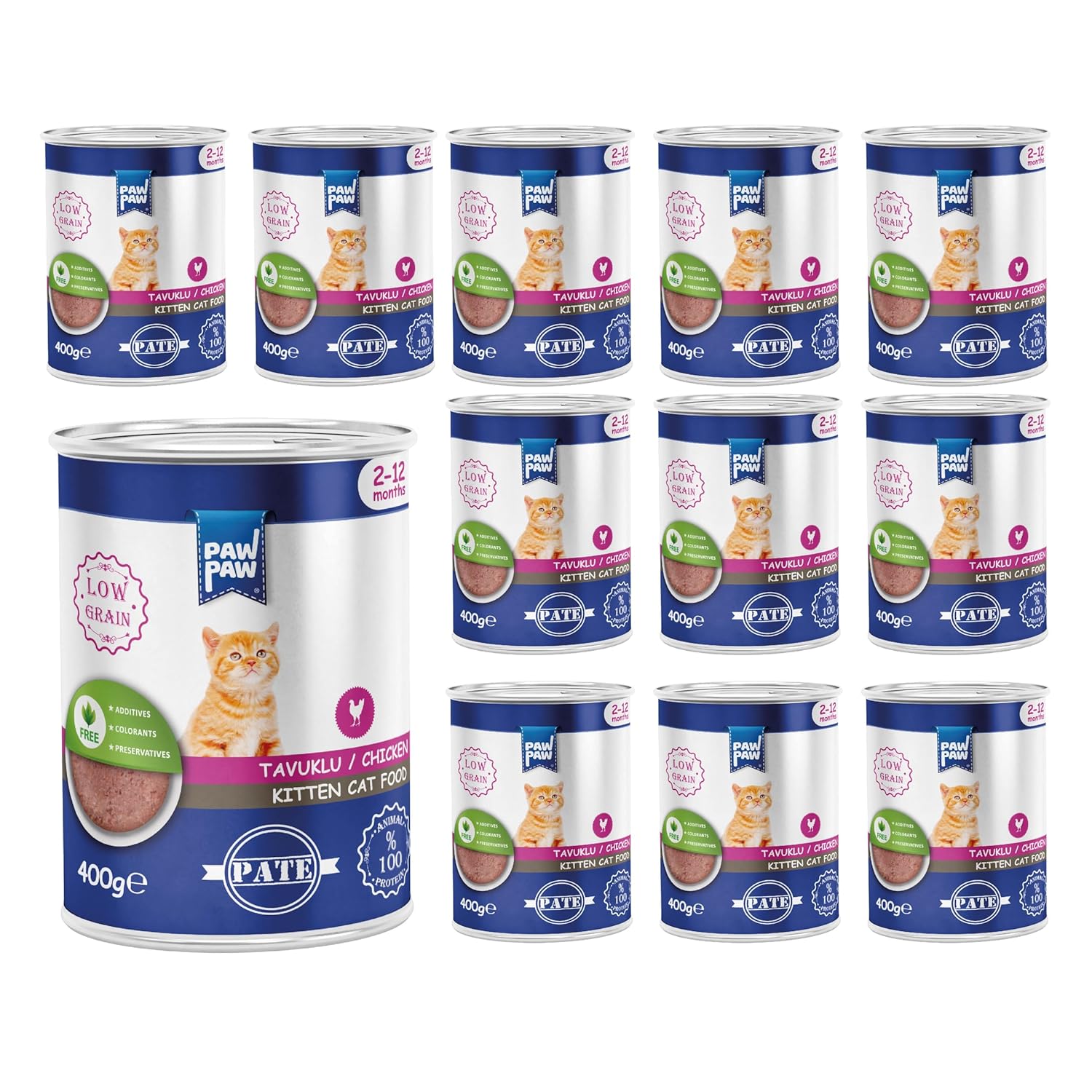 Pawpaw Yavru Kedi Tavuklu Pate Yaş Mama 400 Gr x 12 Adet