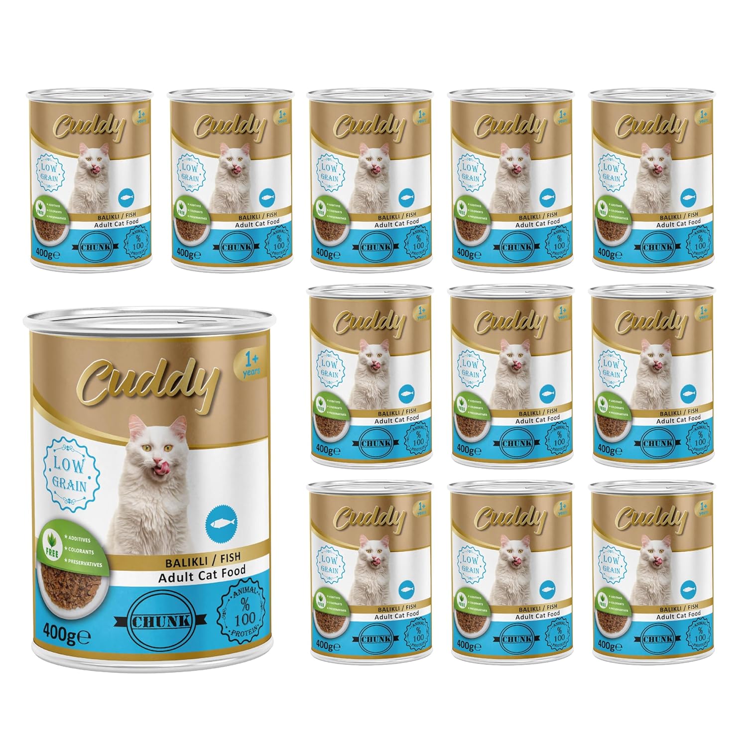 Cuddy Yetişkin Kedi Balıklı ve Jöleli Konserve Mama 400 Gr x 12 adet