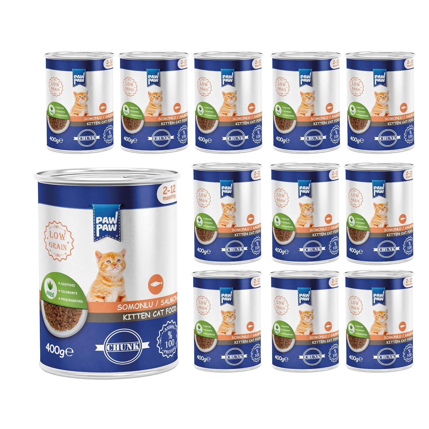 Pawpaw Yavru Kedi Somonlu ve Jöleli Konserve Mama 400 Gr x 12 Adet