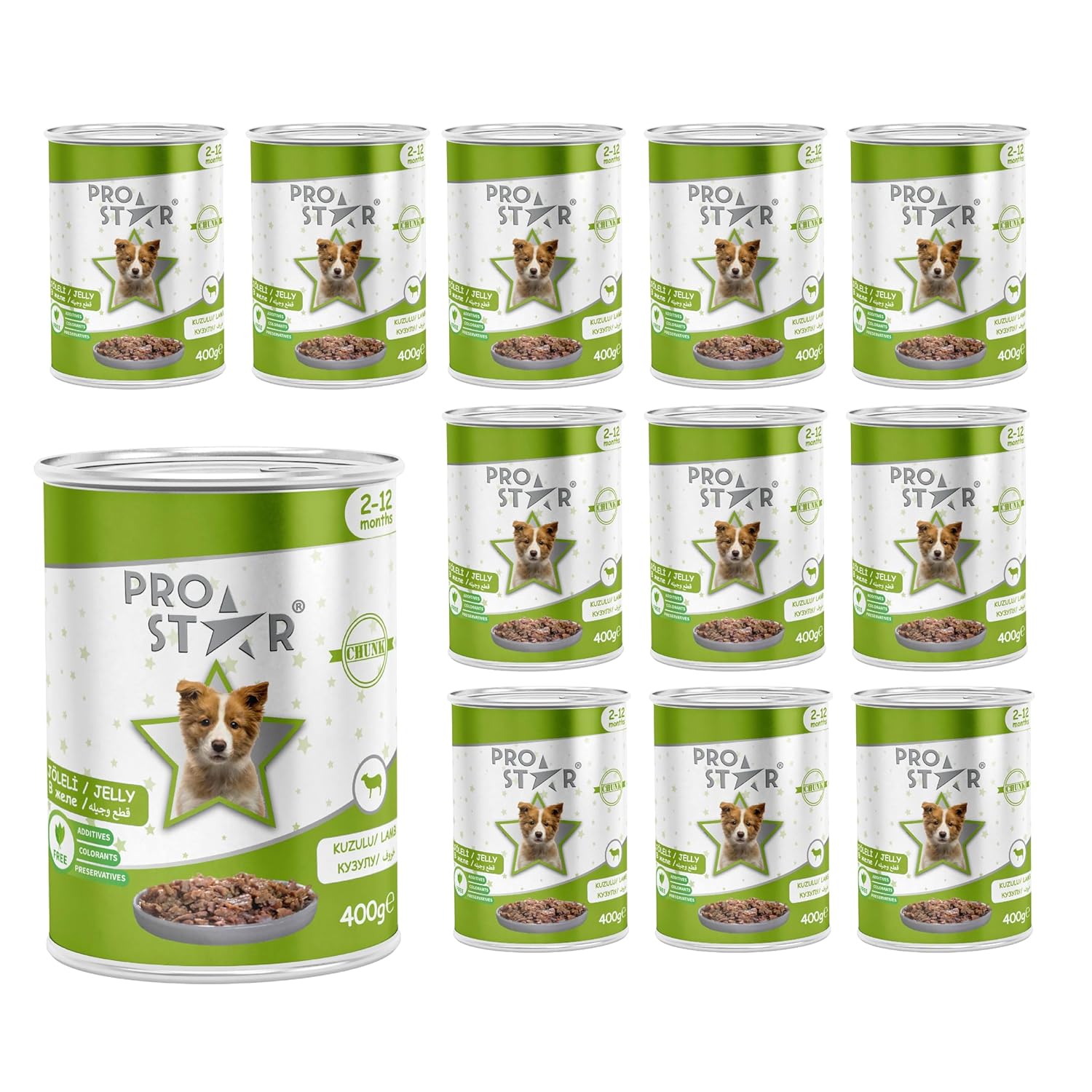Prostar Yavru Köpek Kuzulu ve Jöleli Konserve Mama 400 Gr x 12 adet