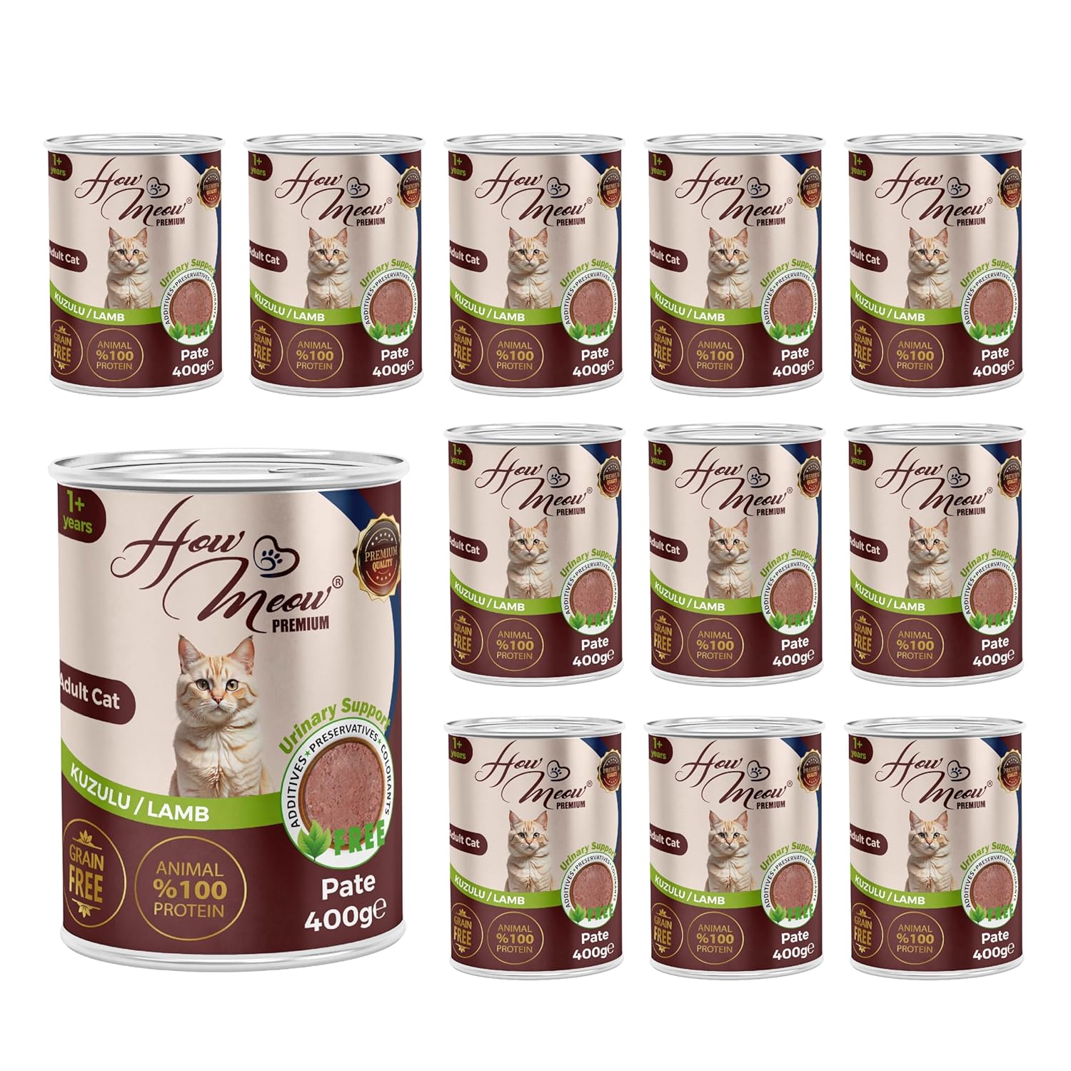 How Meow Yetişkin Kedi Kuzulu Pate Yaş Mama 400 Gr x 12 adet