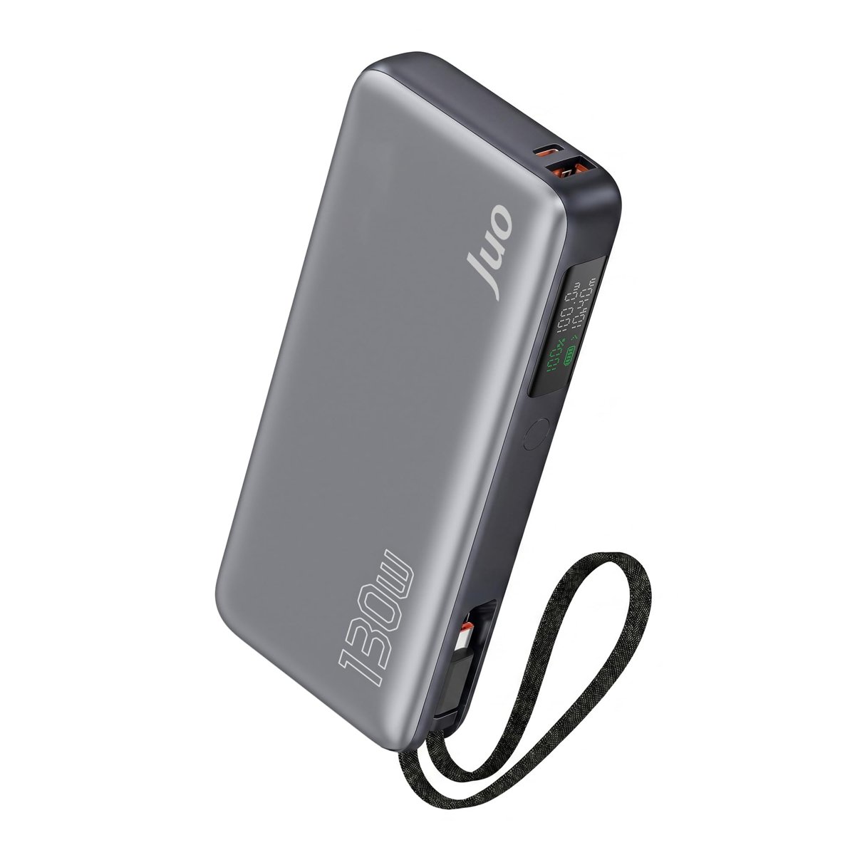 Juo 20000mAh 130W LED Ekranlı USB-A + Type-C Kablolu Powerbank Taşınabilir Hızlı Şarj Cihazı