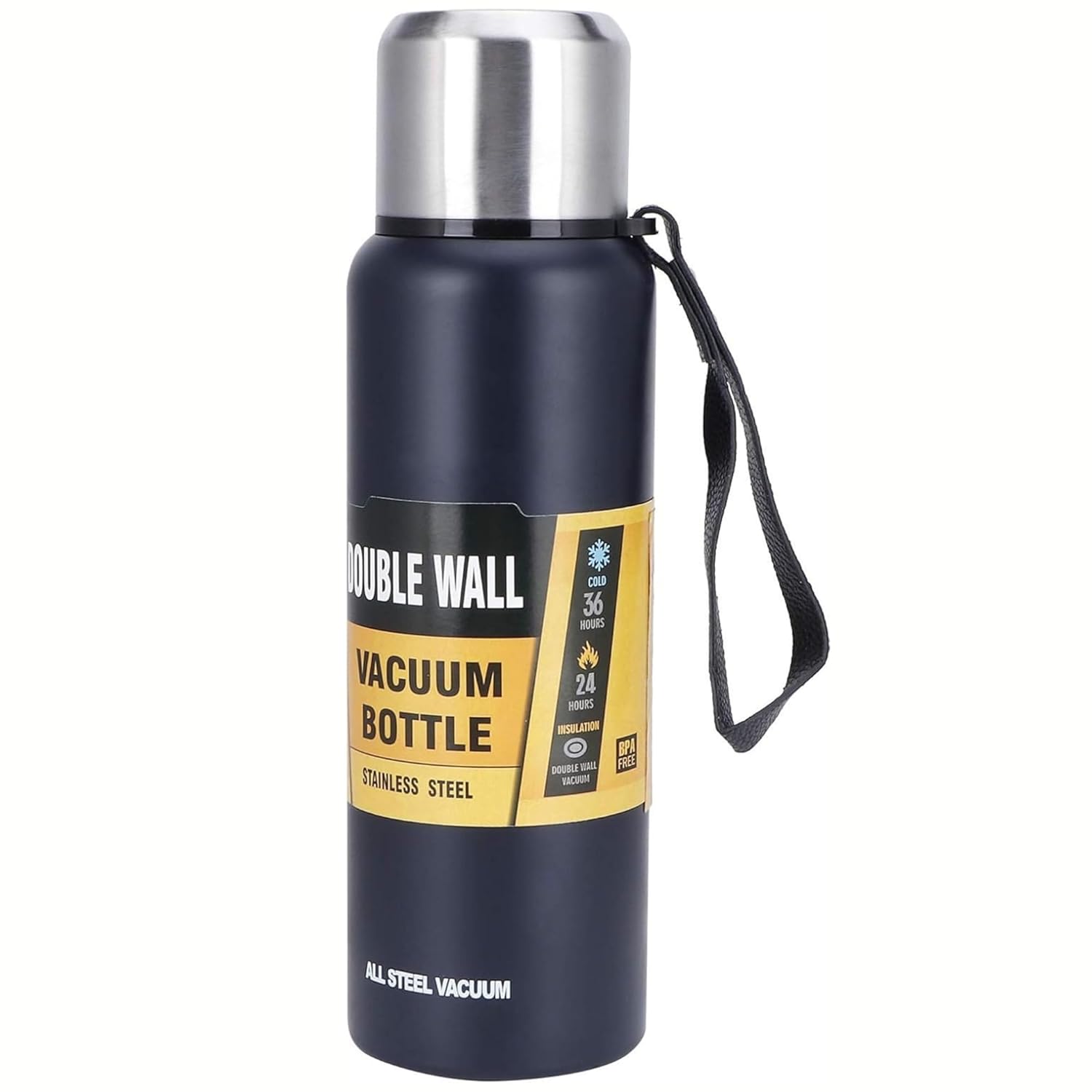 Perlotus 304 L Çelik Termos 750 ml Vakumlu Kapaklı Bardaklı Lacivert Kamp Piknik