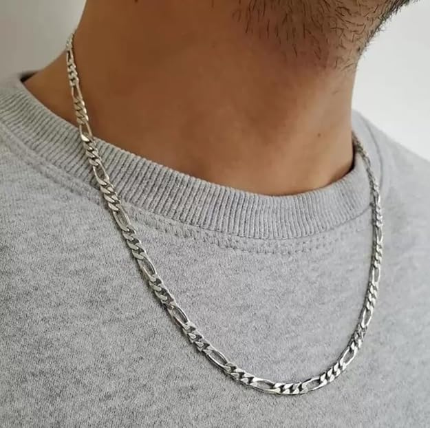 AEE® Erkek Kolye Bileklik Seti - Paslanmaz Çelik - 60cm 4mm - Şavin Kuşgözü Unisex Kadın Kolye Bileklik