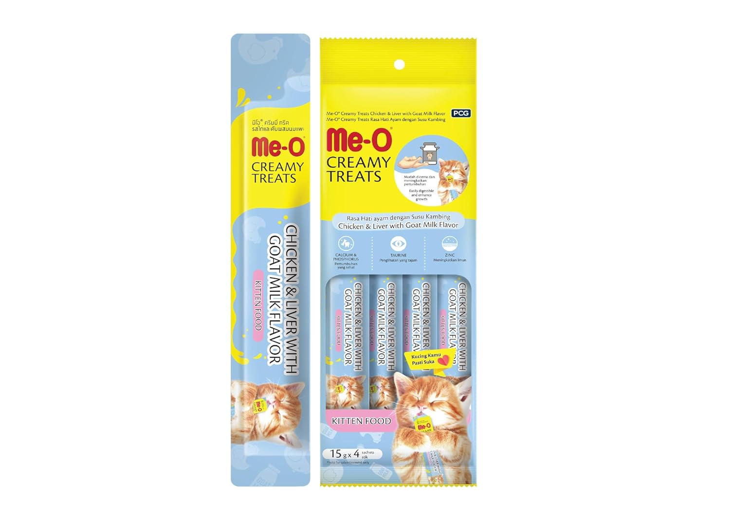 Me-O Creamy Kitten Yavru Kedi Tavuk Ciğer Keçi Sütlü, 15 gr x 4