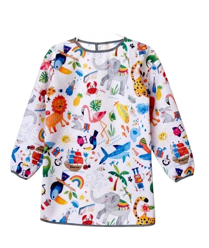 yorni 7-11 Yaş, Jungle, Sıvı Geçirmez, Makinede Yıkanabilir, Uzun Kollu Çocuk, Aktivite Boyama Önlüğü