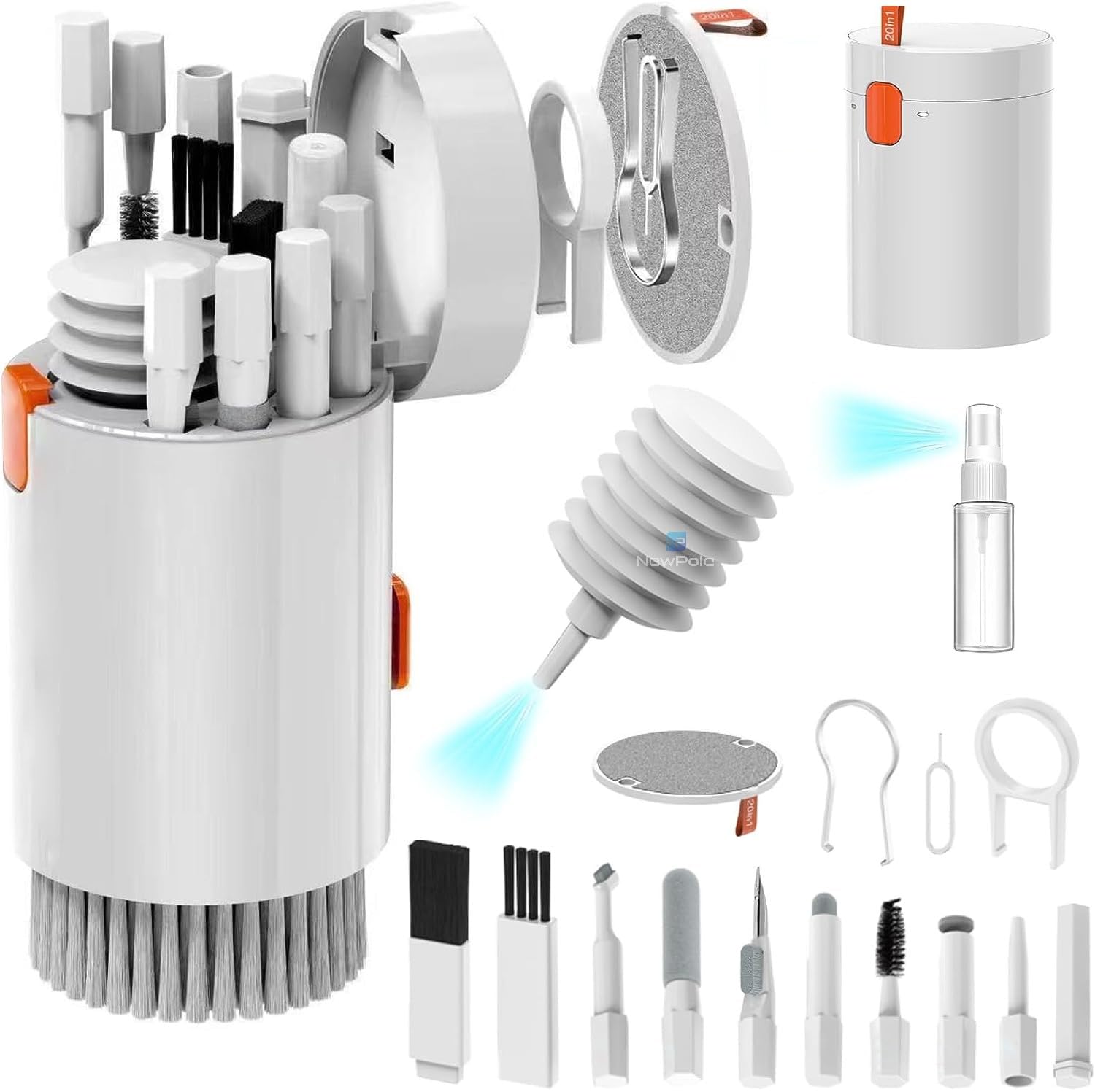 NewPole 20'si 1 Arada Temizleme Seti, Klavye Temizleme Fırçası, AirPods İçin Kulaklık Temizleme Seti, Dizüstü Bilgisayar MacBook için, Klavye, Kamera ve Cep Telefonlarınız için Temizleme Kiti