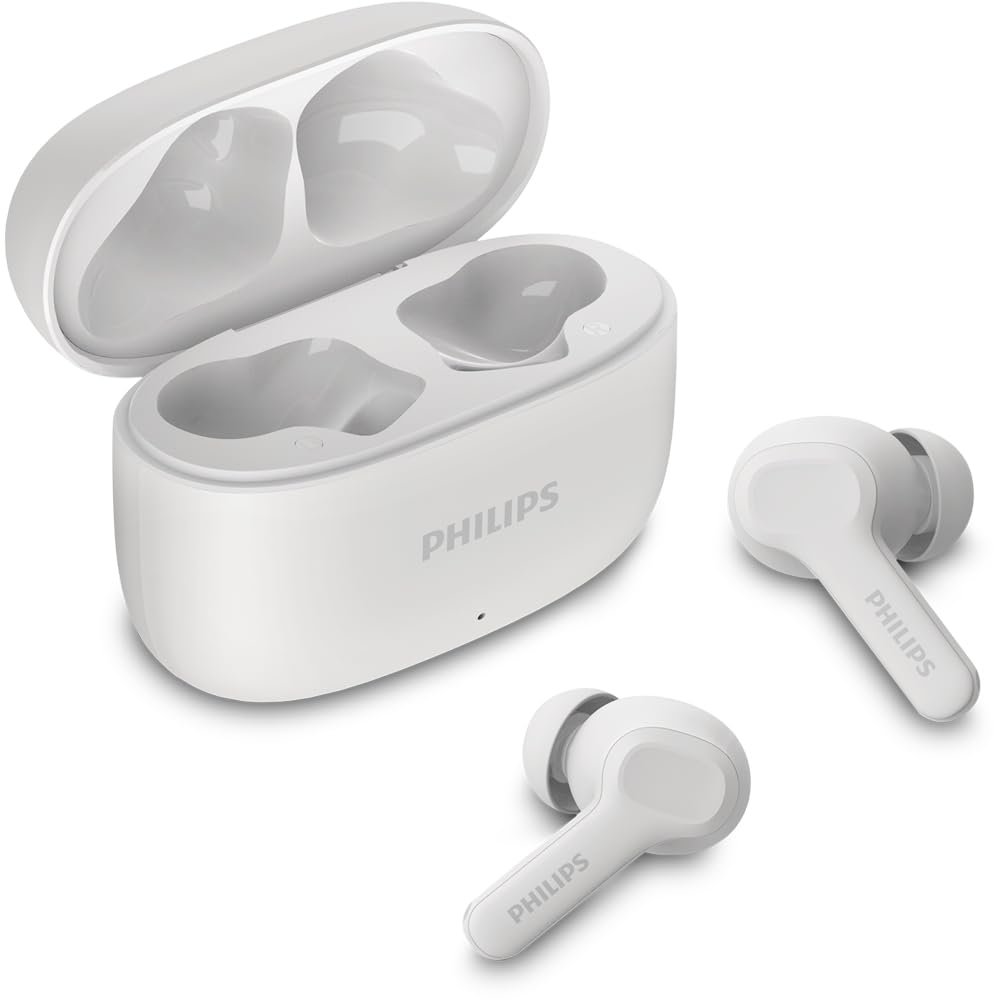 TWS Kablosuz Bluetooth Kulaklık, Mikrofonlu, Bar Tasarımlı, IPX4 ve 24 Saatlik Toplam Güç Kaynağı, Beyaz TAT1109WT/00
