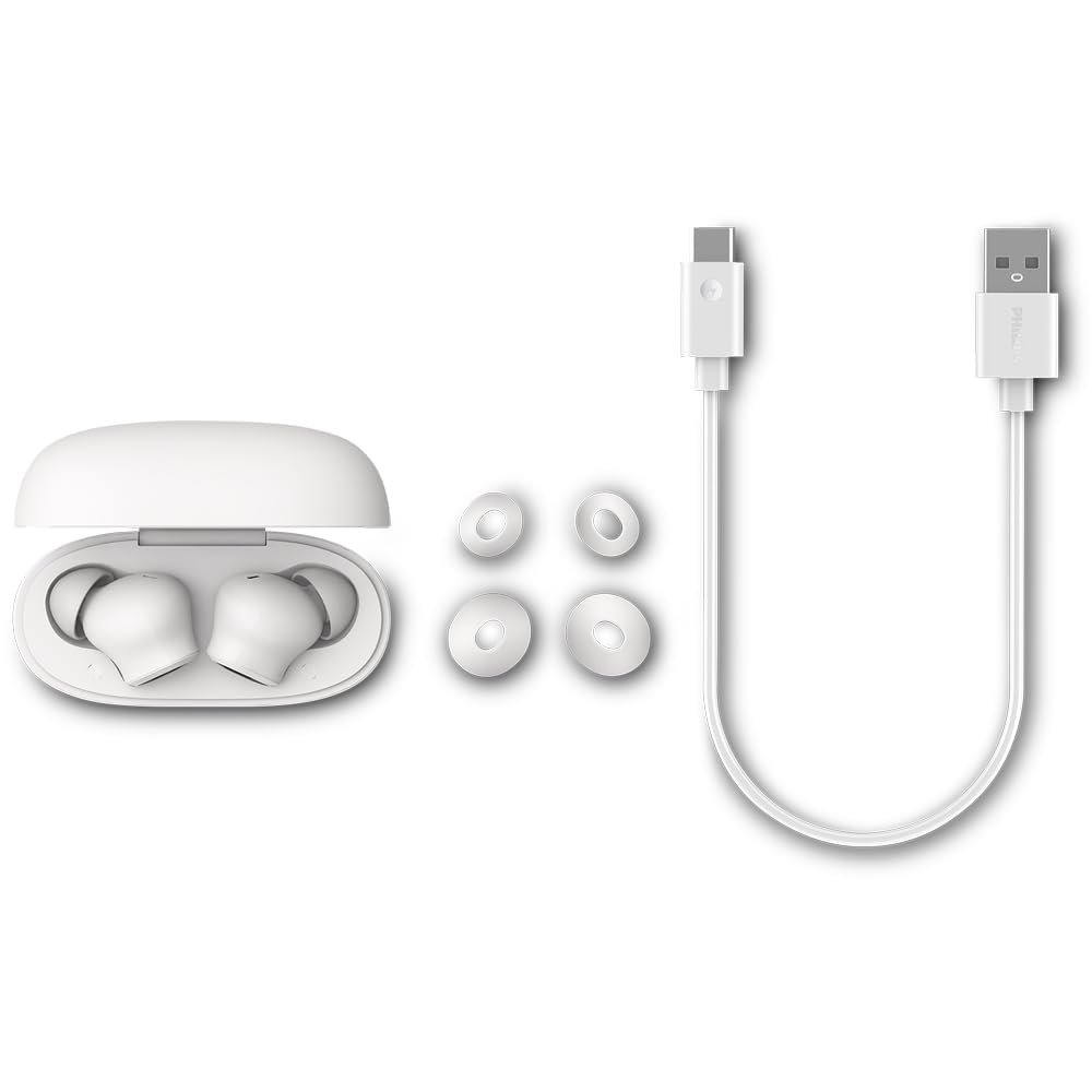 TWS Kablosuz Bluetooth Kulaklık, Mikrofonlu, Bar Tasarımlı, IPX4 ve 24 Saatlik Toplam Güç Kaynağı, Beyaz TAT1109WT/00