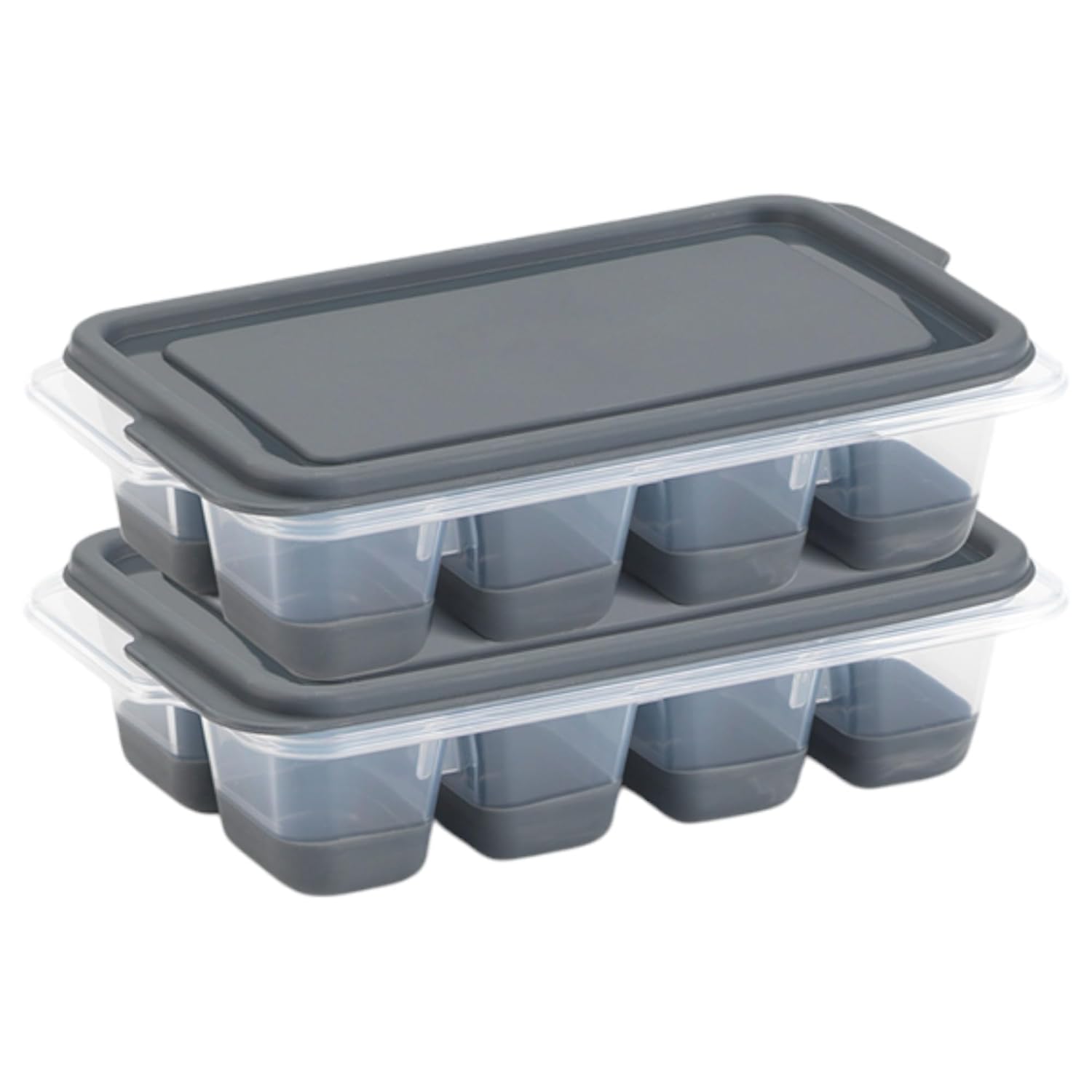 2li Mini Kapaklı Silikon Buzluk - Kolay Çıkarım, Güvenli İstifleme, Kompakt Tasarım, Kırılmaz, Gıdayla Uyumlu, Üst Üste Dizilebilir Pratik Buz Haznesi (Antrasit)