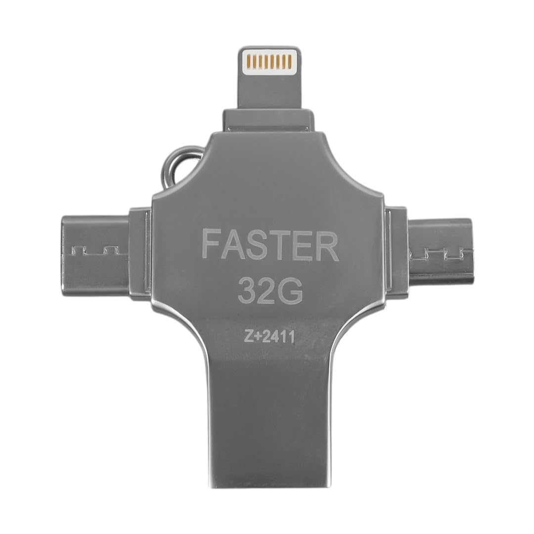 4 in1 Metal 32 GB Flash Bellek (USB - Type-C - Micro USB - Lightning)