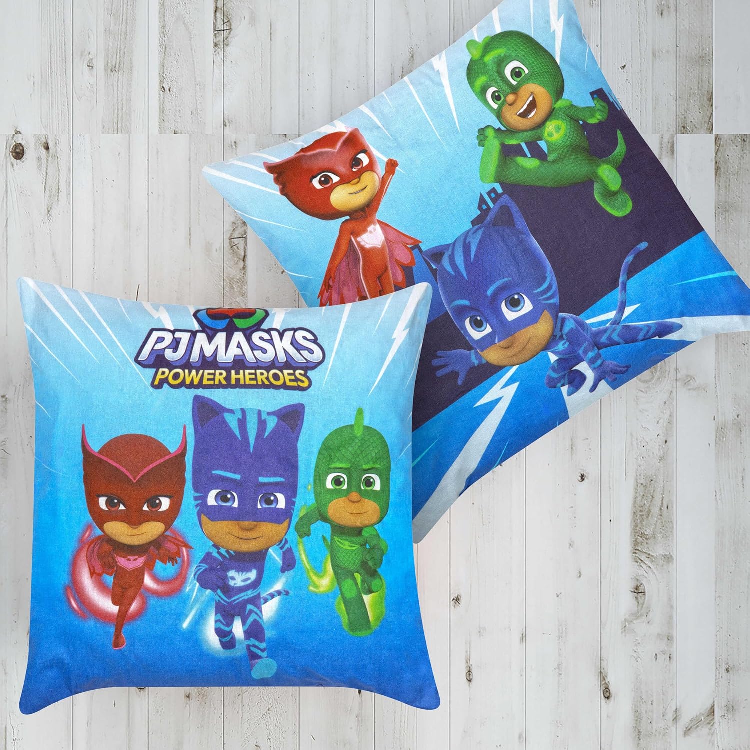 Taç Lisanslı Pj Masks Heroes Karakter Baskılı Pamuk Kırlent, Çok Renkli, 40x40 cm