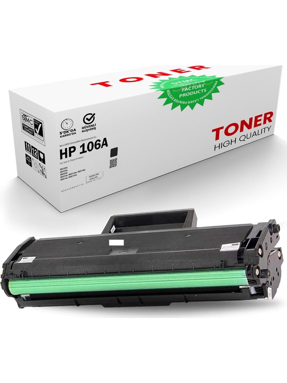 Lunatic HP 106X 5000 Sayfa Baskılı Laserjet Uyumlu Kapasiteli Lazer 107W 107A 107R MFP 135WG 135A 13