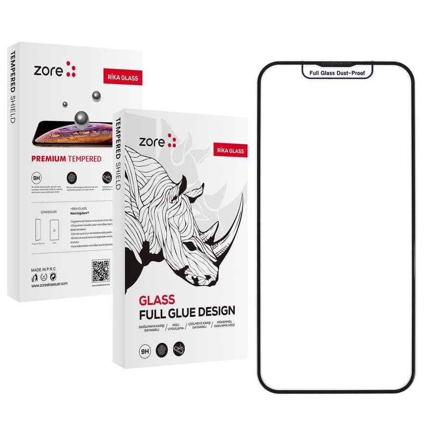 Zore Apple ile uyumlu iPhone 15 Pro Max Rika Premium Temperli Cam Ekran Koruyucu Siyah