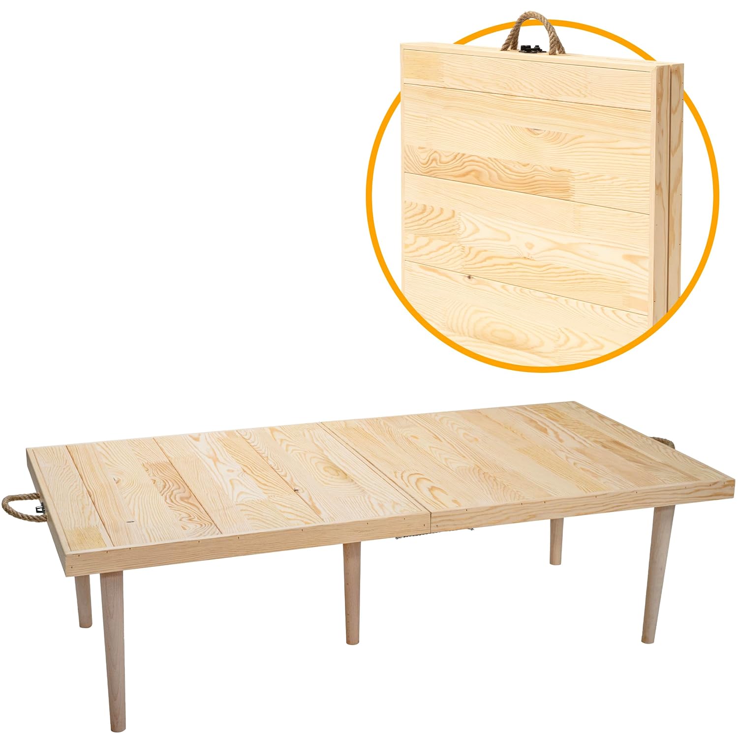 pratikoutdoor Katlanır Kamp, Piknik ve Bahçe Masası 55x110 cm - Ham Naturel Renk