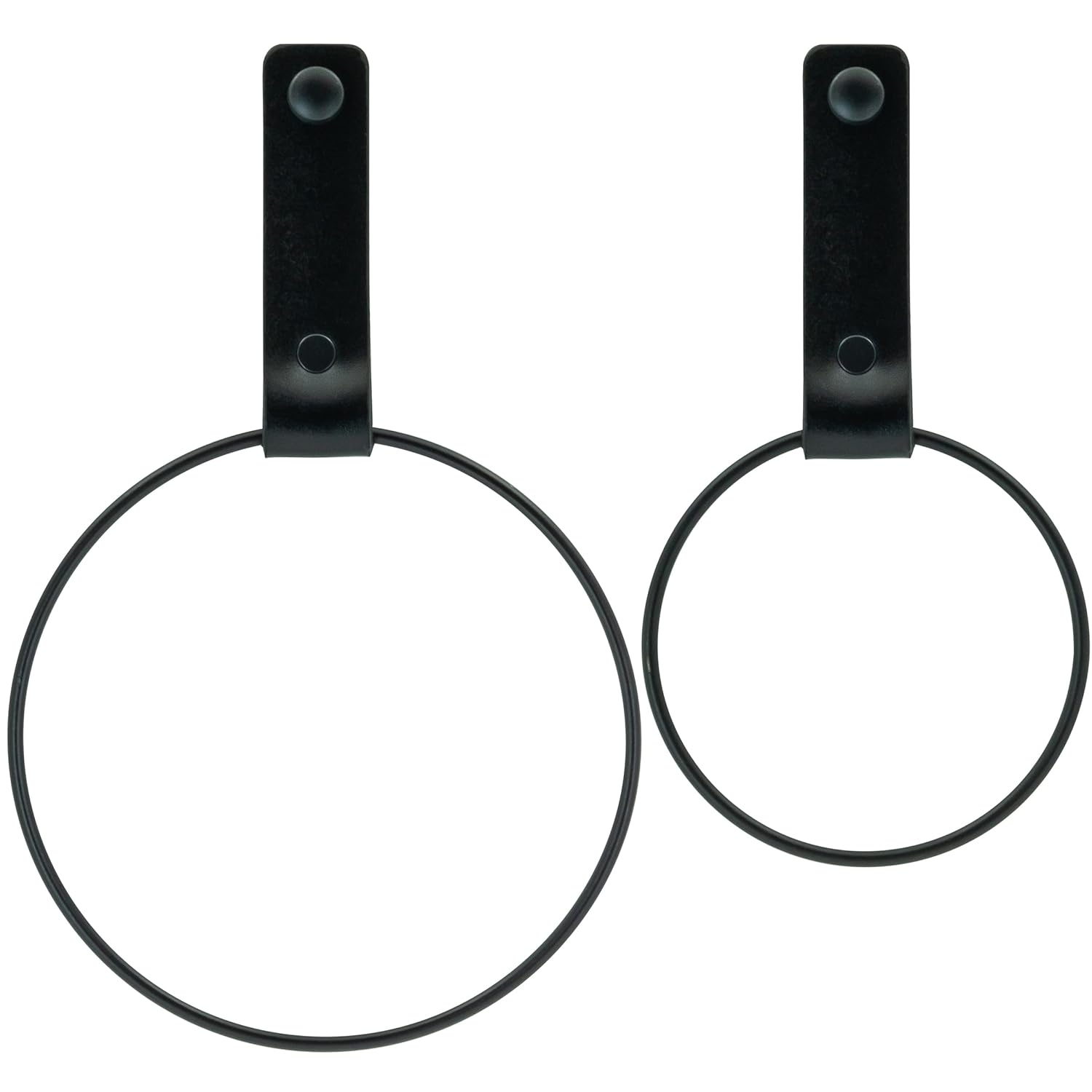 pratikoutdoor Deri Havlu Askısı, İkili Metal Kulplu Havlu Askısı - Siyah