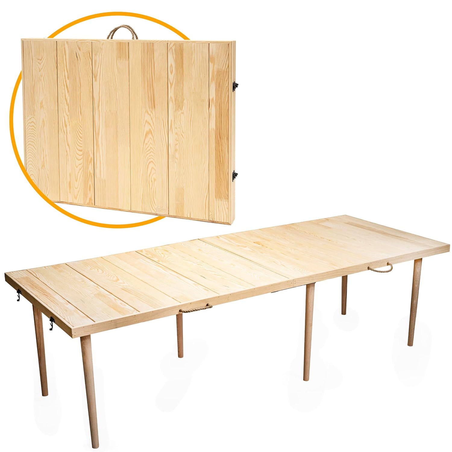 pratikoutdoor Katlanır Kamp, Piknik ve Bahçe Masası 75x180 cm - Ham Naturel Renk